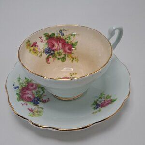 EB Foley Bone China Floral Tea Cup Saucer England Vintage Collectible Gold Trim